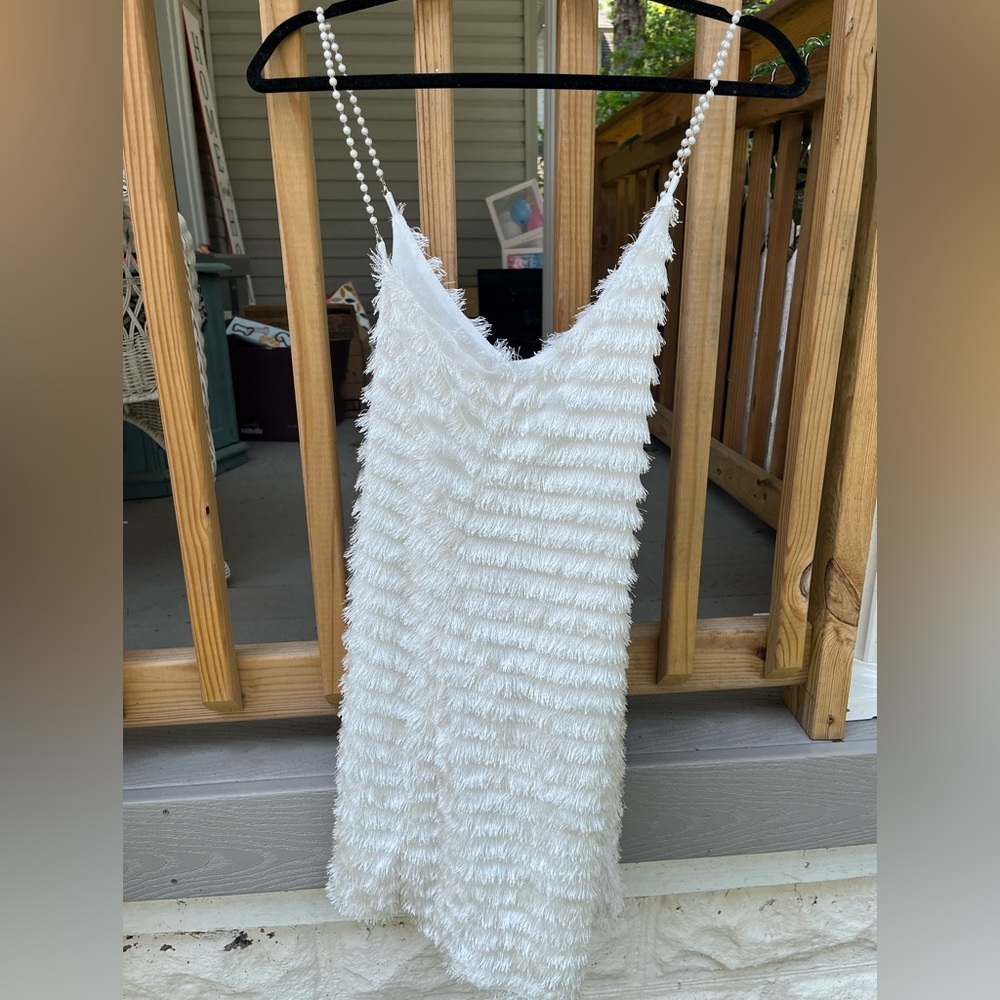 White Fringe Dress